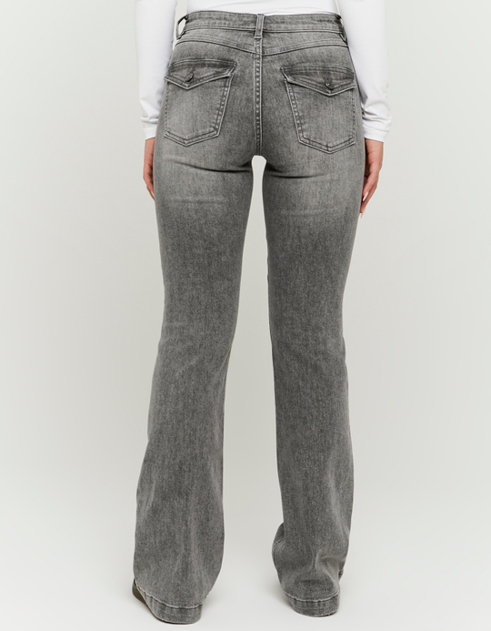 TALLY WEiJL, Graue Mid Waist Bootcut Jeans for Women