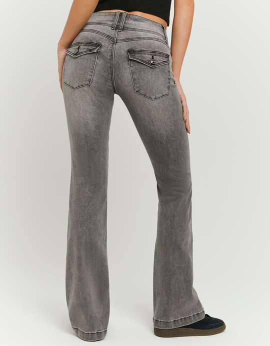 TALLY WEiJL, Grey Mid-Waist Bootcut Jeans for Women