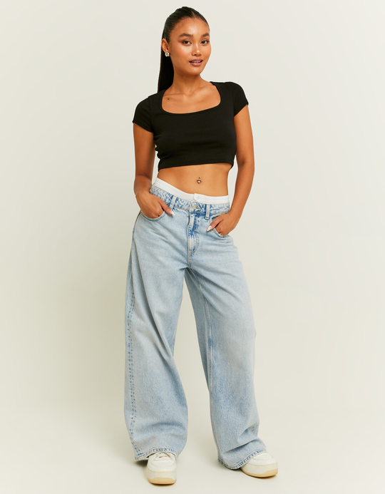 TALLY WEiJL, Hellblaue Weite Jeans mit Boxer-Detail for Women
