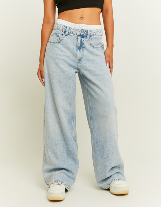 TALLY WEiJL, Hellblaue Weite Jeans mit Boxer-Detail for Women