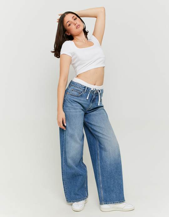 TALLY WEiJL, Jeans Baggy con Dettaglio Boxer in Vita for Women