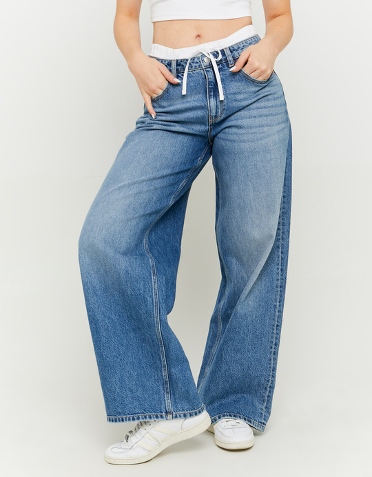 TALLY WEiJL, Blue Baggy Jeans with Boxer Waistband for Women