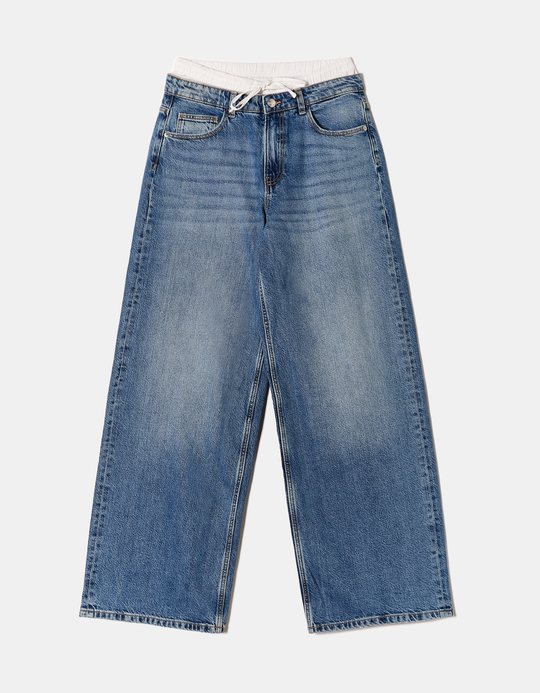 TALLY WEiJL, Blue Baggy Jeans with Boxer Waistband for Women