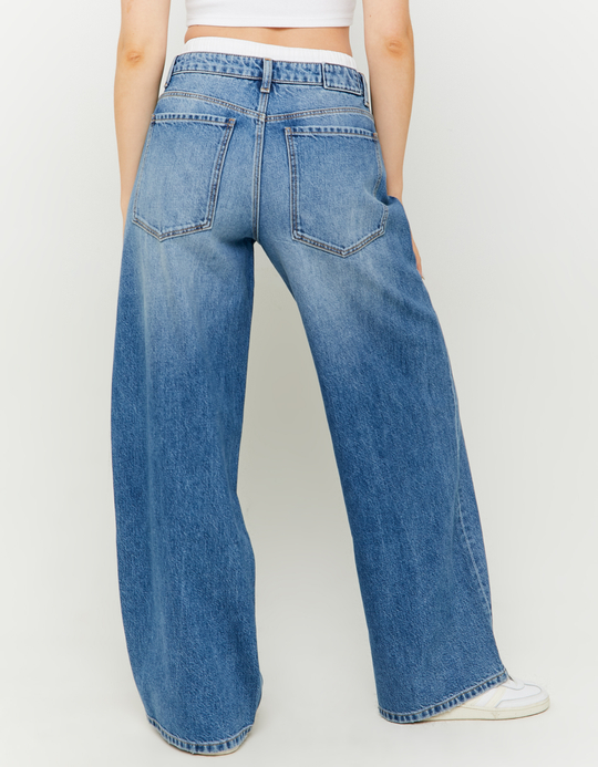 TALLY WEiJL, Blue Baggy Jeans with Boxer Waistband for Women