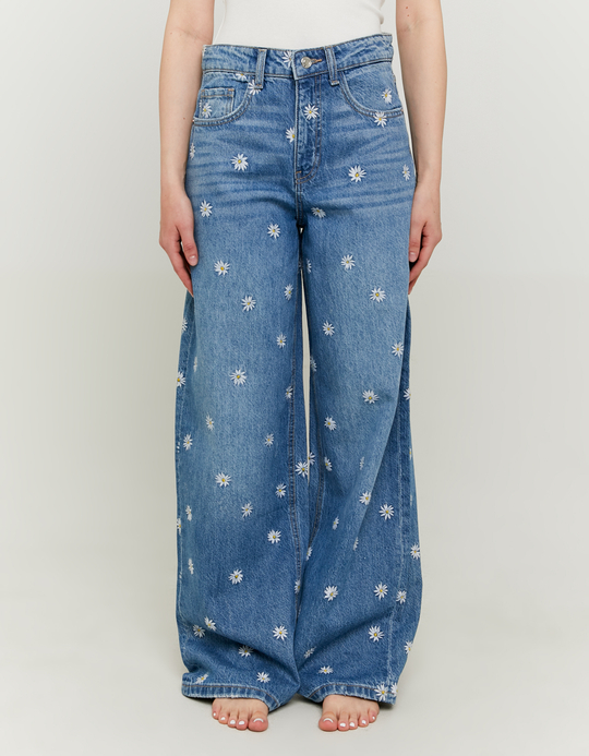 TALLY WEiJL, Jeans Baggy con Ricami Fiori for Women