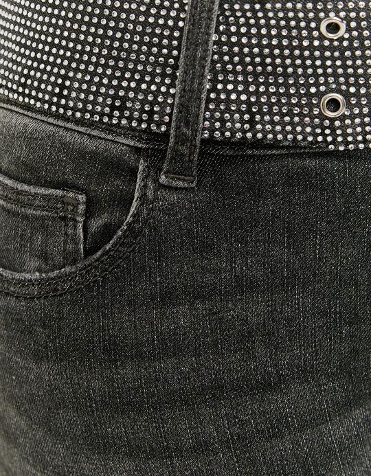 TALLY WEiJL, Black Low Waist Bootcut Jeans with Belt for Women