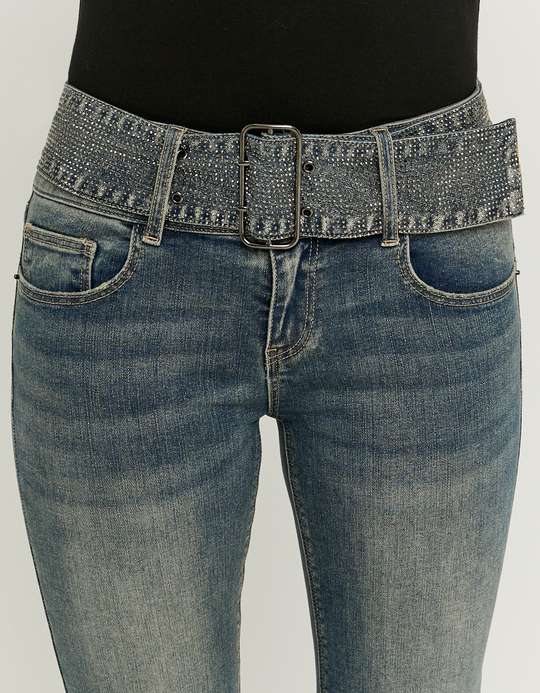 TALLY WEiJL, Jeans Bleu Bootcut Taille Basse avec Ceinture for Women