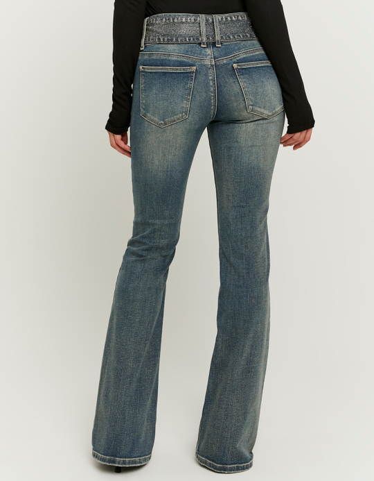 TALLY WEiJL, Jeans Bleu Bootcut Taille Basse avec Ceinture for Women