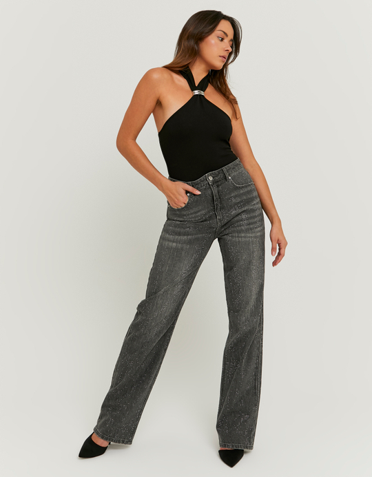 TALLY WEiJL, Jean Droit Gris Taille Haute for Women