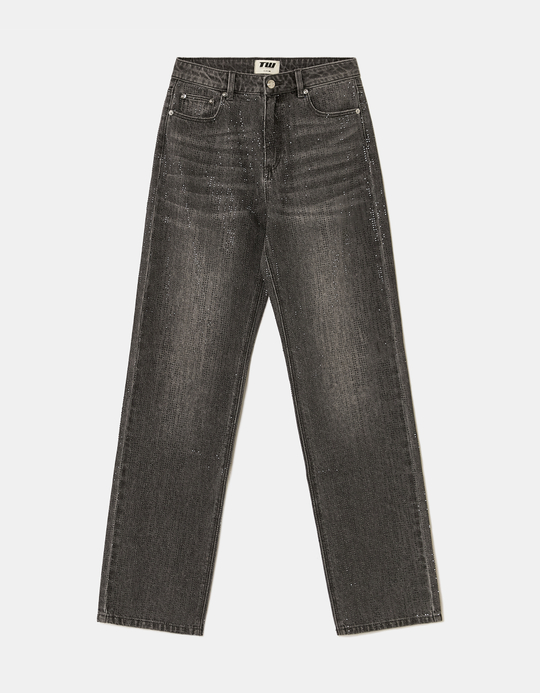 TALLY WEiJL, Grey High Waist Straight Leg Jeans for Women