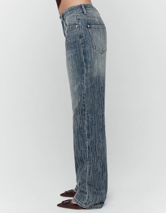 TALLY WEiJL, Blaue Straight Leg Jeans mit Strass for Women