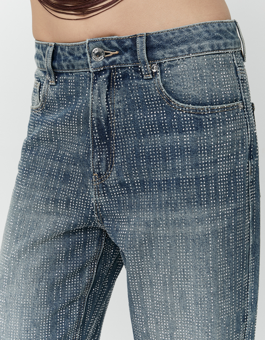 TALLY WEiJL, Blaue Straight Leg Jeans mit Strass for Women