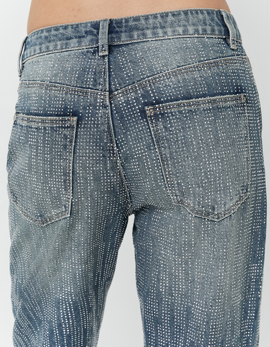 TALLY WEiJL, Blaue Straight Leg Jeans mit Strass for Women