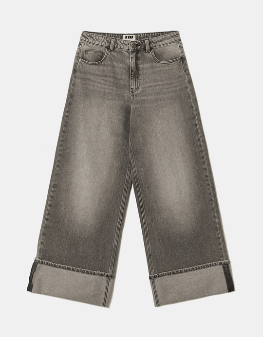 TALLY WEiJL, Graue Jeans mit mittlerer Taille und weitem Bein for Women