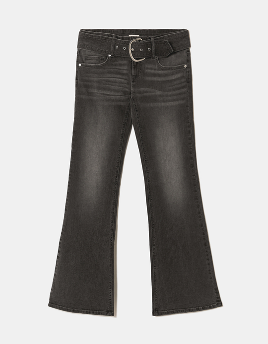 TALLY WEiJL, Schwarze Mid Waist Bootcut Jeans mit Gürtel for Women