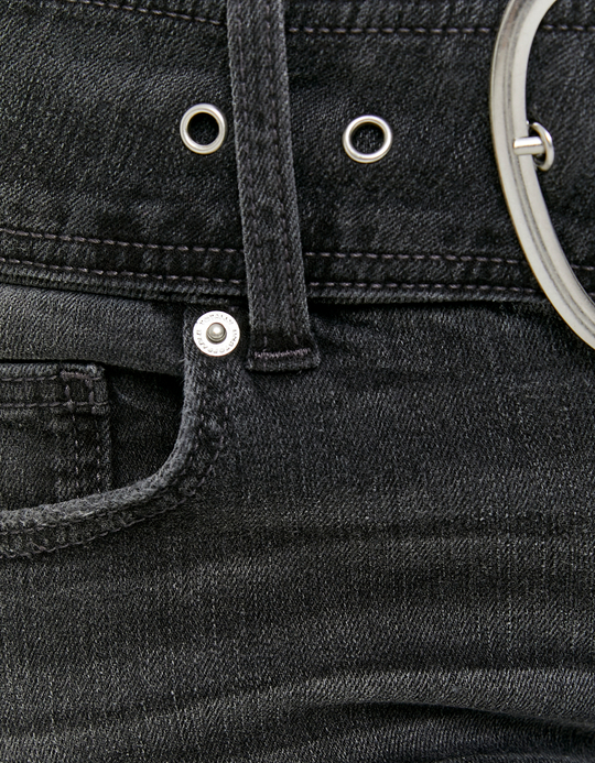 TALLY WEiJL, Schwarze Mid Waist Bootcut Jeans mit Gürtel for Women