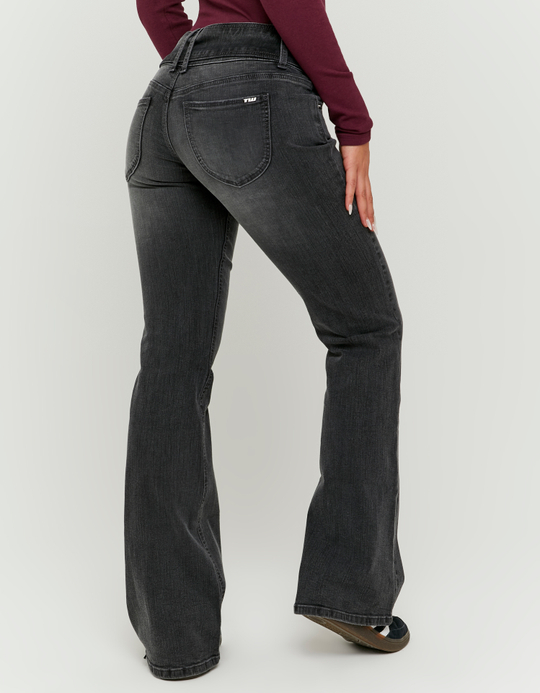 TALLY WEiJL, Schwarze Mid Waist Bootcut Jeans mit Gürtel for Women