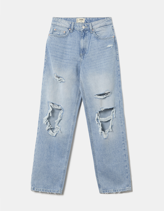 TALLY WEiJL, Blaue High Waist Jeans Destroy for Women