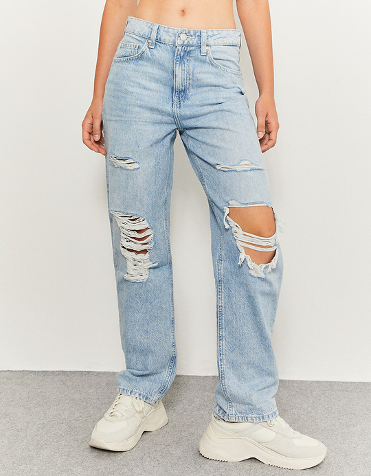 TALLY WEiJL, Blaue High Waist Jeans Destroy for Women