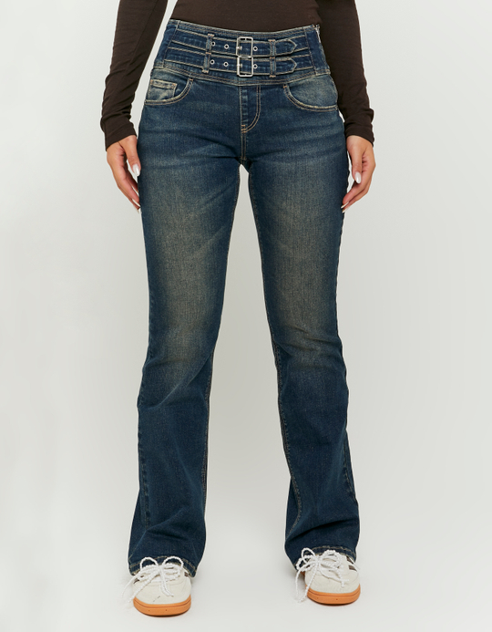 TALLY WEiJL, Blue Mid Waist Flare Jeans for Women