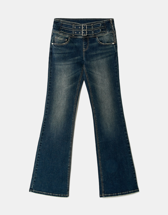 TALLY WEiJL, Blue Mid Waist Flare Jeans for Women