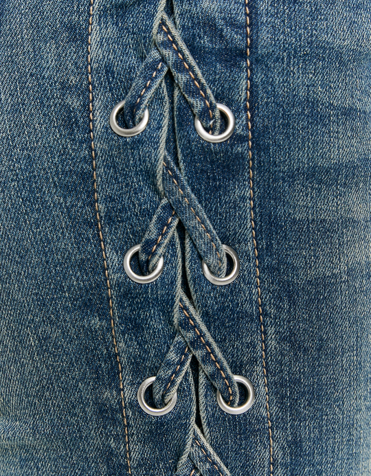 TALLY WEiJL, Jean Bootcut Bleu avec Laçage sur le Côté for Women
