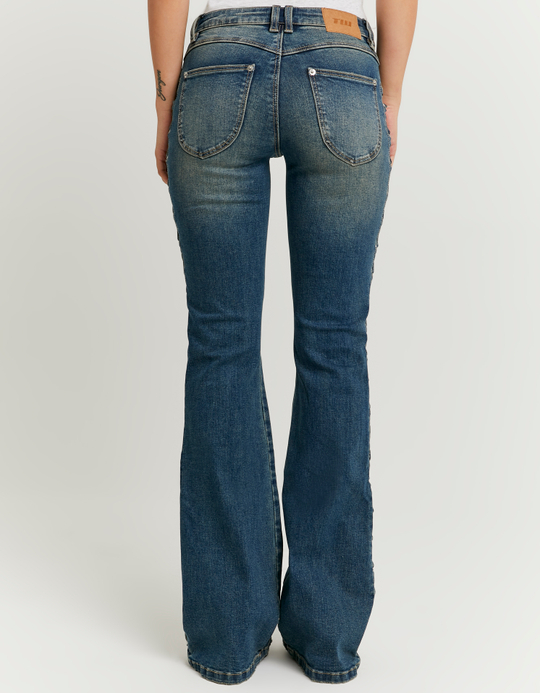 TALLY WEiJL, Jean Bootcut Bleu avec Laçage sur le Côté for Women