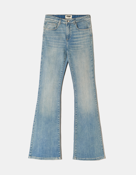 TALLY WEiJL, Blaue Mid Waist Push Up Flare Jeans for Women