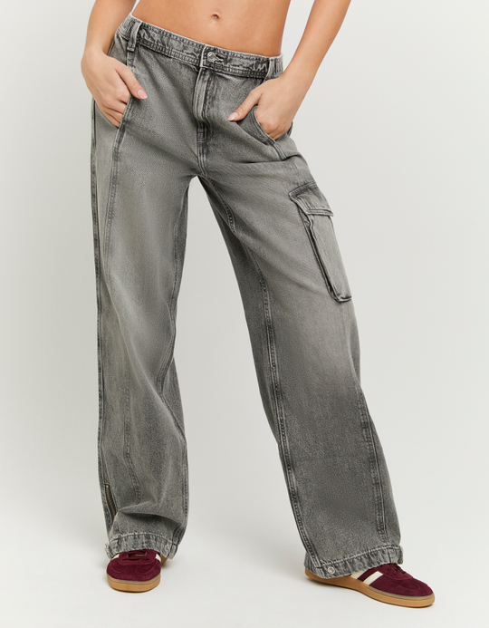 TALLY WEiJL, Τζιν Παντελόνι Cargo Γκρι for Women