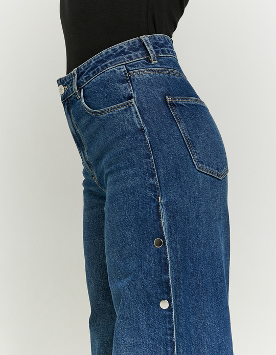 TALLY WEiJL, Jean Wide Leg Bleu Foncé avec Boutons Pression for Women