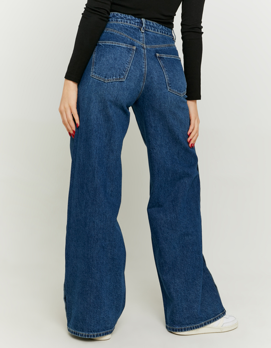 TALLY WEiJL, Jean Wide Leg Bleu Foncé avec Boutons Pression for Women