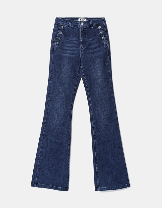 TALLY WEiJL, Blaue Mid Waist Flare Jeans for Women