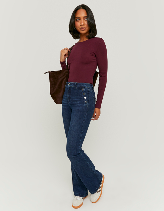 TALLY WEiJL, Blaue Mid Waist Flare Jeans for Women