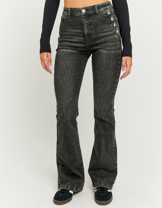 TALLY WEiJL, Grey Mid Waist Flare Jeans for Women