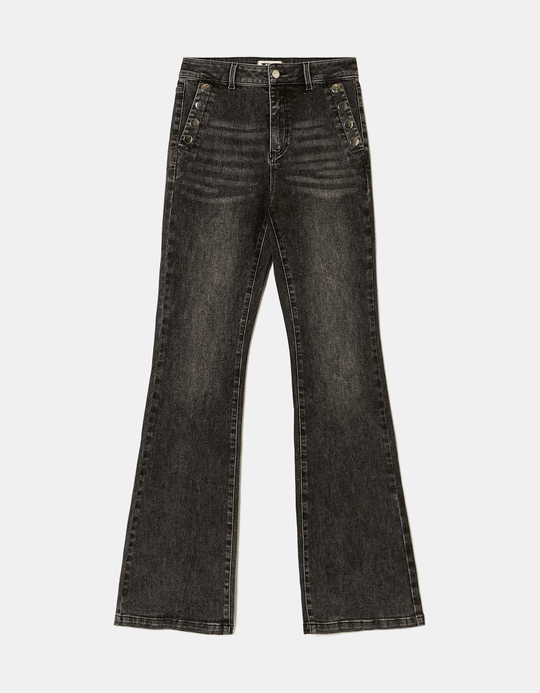TALLY WEiJL, Jean Taille Mi-Haute Flare Gris for Women