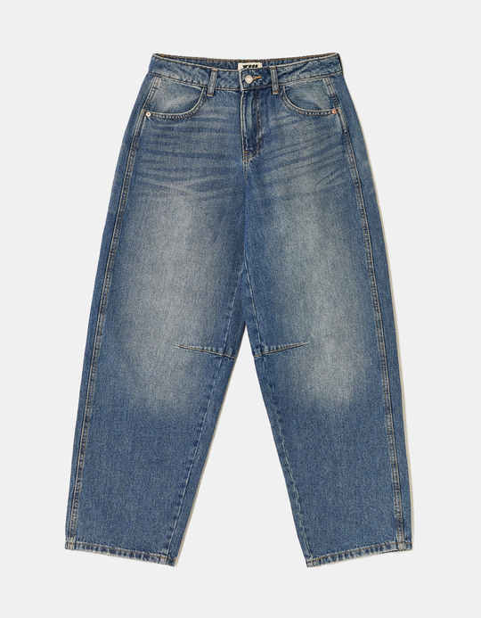 TALLY WEiJL, Blue Mid Waist Barrel Leg Jeans for Women
