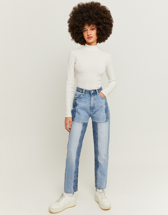 TALLY WEiJL, Jean Mom Patchwork Taille Haute for Women