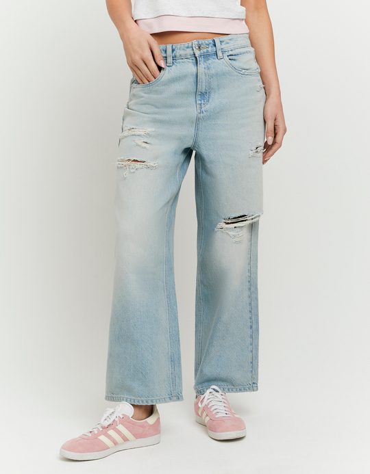 TALLY WEiJL, Hellblaue Mid Waist Barrel Jeans for Women