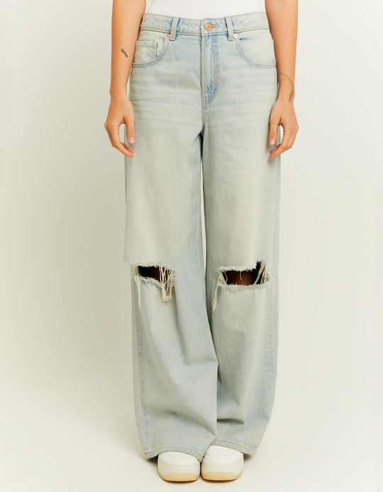 TALLY WEiJL, Light Wash Mid Waist Palazzo Jeans for Women