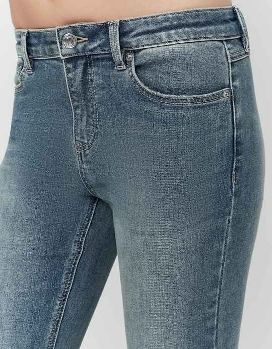 TALLY WEiJL, Mid Dark Indigo Wash Flare Jeans for Women