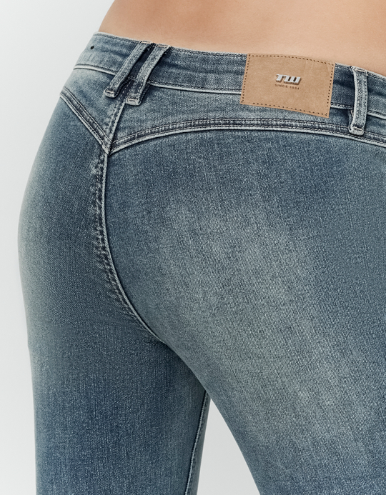 TALLY WEiJL, Mid Dark Indigo Wash Flare Jeans for Women