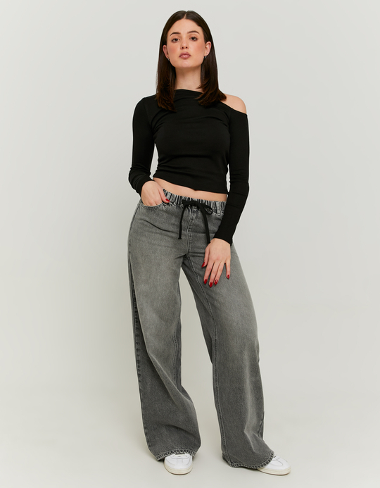 TALLY WEiJL, Baggy Grey jeans tied at waist for Women