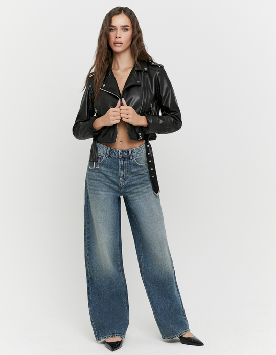 TALLY WEiJL, Jeans Baggy Blu a Vita Alta for Women