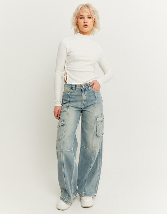 TALLY WEiJL, Jeans Wide Leg Cargo a Vita Alta for Women