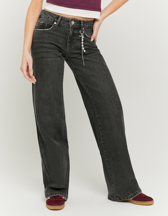 TALLY WEiJL, Grey Low Waist Straight Leg Jeans for Women
