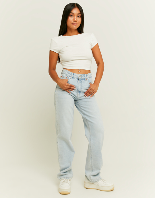 TALLY WEiJL, Light Blue High Waist Straight Leg Jeans for Women
