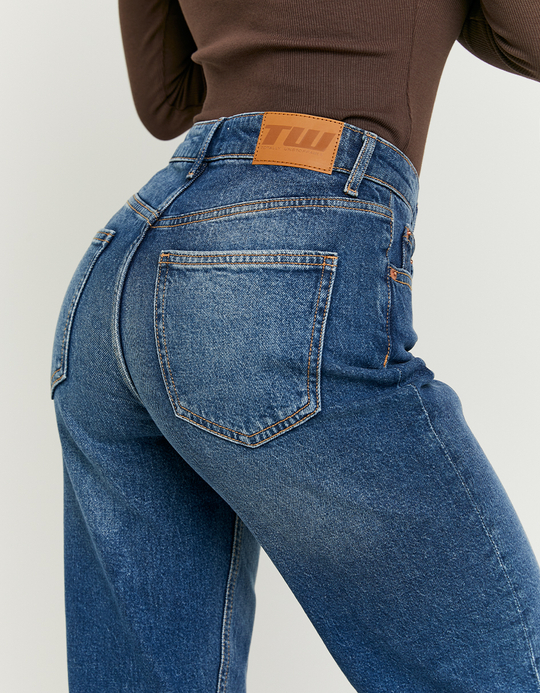 TALLY WEiJL, Dunkelblaue High Waist Straight Leg Jeans for Women