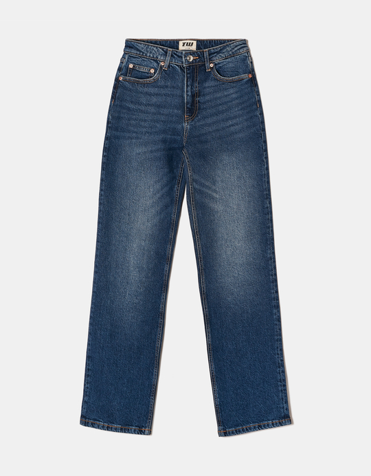 TALLY WEiJL, Dunkelblaue High Waist Straight Leg Jeans for Women