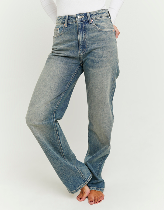TALLY WEiJL, Blue High Waist Straight Leg Jeans for Women