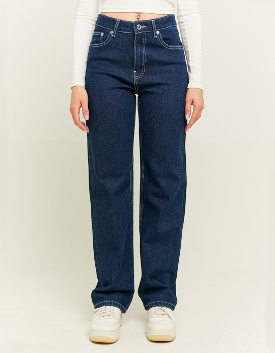 TALLY WEiJL, Dunkelblaue High Waist Straight Leg Jeans for Women